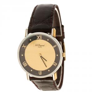 S.T. Dupont Gold Dial Gold Plated Stainless Steel Women's Watch 32 mm