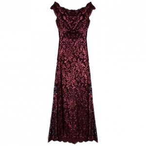 Tadashi Shoji Red Sequin Merlot Gown L