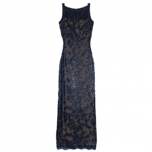 Tadashi Shoji Black Lace Fitted Gown L