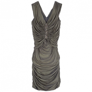 Pre Owned Tadashi Shoji Gold Embellished Dress S