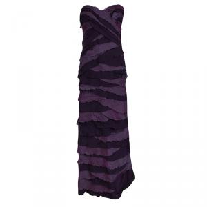 Tadashi Shoji Purple Silk Ruffle Layered Strapless Gown XL