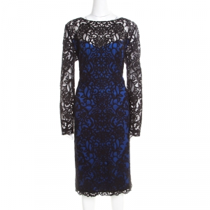 Tadashi Shoji Black Lace Overlay Bateau Neck Sheath Dress XL