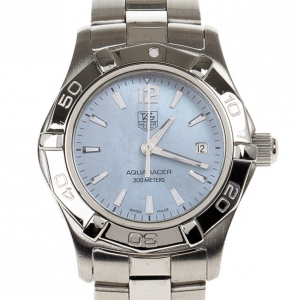 Pre Owned Tag Heuer Blue Stainless Steel Aquaracer Women's Wristwatch 28MM