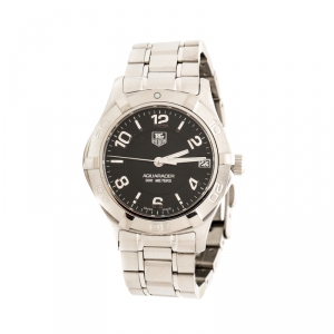 Pre Owned Tag Heuer Black Stainless Steel Aquaracer WAF1310.BA0817 Women's Wristwatch 32 mm
