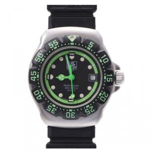 Pre Owned Tag Heuer Black/Green Stainless Steel Professional 200M WA1415 Women's Wristwatch 27 MM