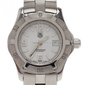 Pre Owned Tag Heuer White Stainless Steel Professional Women's Wristwatch 30MM