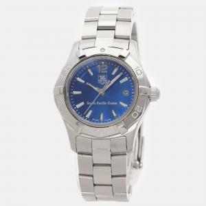 Tag Heuer Blue Stainless Steel Aquaracer WAF141P Quartz Women's Wristwatch 34 mm