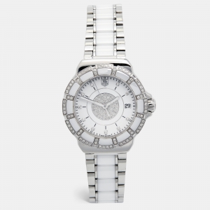 TAG Heuer White Diamond Stainless Steel Ceramic Formula 1 WAH121D.BA0861 Women's Wristwatch 37 mm