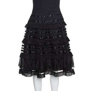 Temperley London Black Tiered Ruffle Detail Sea Skirt L