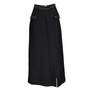 Temperley London Black Embossed Jacquard Slit Detail Maxi Skirt L