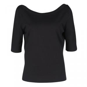 Temperley Black Knit Cross Back Detail Top L