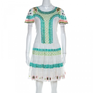 Temperley London White Embroidered Cotton Silk Arabelle Dress M