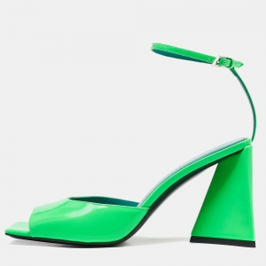 The Attico Green Patent Leather Devon Ankle Strap Sandals Size 40