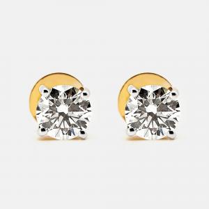 18k Yellow Gold Round Brilliant Cut Lab Grown Diamonds Earrings (Approx 2.00 ct)