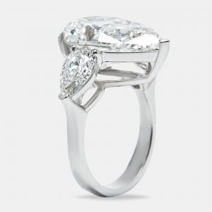 مملوكة مسبقًا 12 cts Pear Brilliant Cut Lab Grown Diamond 18k White Gold Ring Size 53