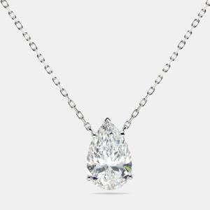 Pre Owned 8.00 cts Pear Brilliant Cut Lab Grown Diamond 18k White Gold Chain Necklace