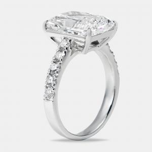 5.50 cts Radiant and Round Lab Grown Diamond 18k White Gold Ring Size 52