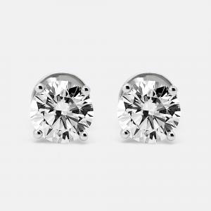 Pre Owned 2.00 cts Round Brilliant Cut 18k White Gold Solitaire Stud Earrings