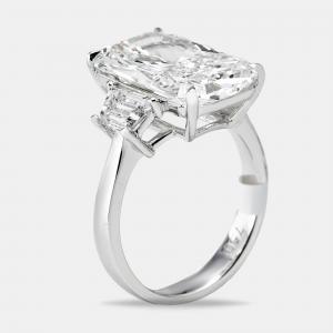 Pre Owned 8 cts Radiant and Trapezoid Lab Grown Diamonds 18k White Gold Ring Size 54