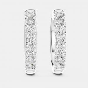 Pre Owned 0.70 ct Round Cut 18k White Gold Lab Grown Diamond Hoop Earrings