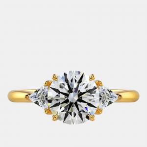 Pre Owned 2 cts Round Lab Grown Diamond 18k Yellow Gold Wedding Ring Size 52