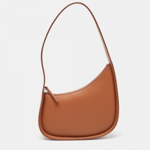 The Row Brown Leather Half Moon Shoulder Bag