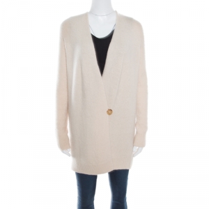 The Row Cream Silk Cashmere Wrap Front Eleset Cardigan XS