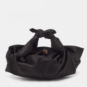 The Row Black Satin Knot Shoulder Bag