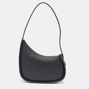 The Row Black Leather Half Moon Shoulder Bag