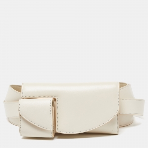 The Row Ivory Leather Horizontal Belt Bag