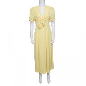 Thierry Mugler Vintage Yellow Cutout Tie Detail Maxi Dress M