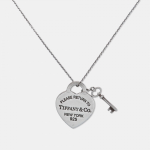 Tiffany & Co. Return To Tiffany Heart Tag Key Sterling Silver Pendant Necklace
