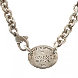 Pre Owned Tiffany & Co Return To Tiffany Oval Tag Silver Necklace