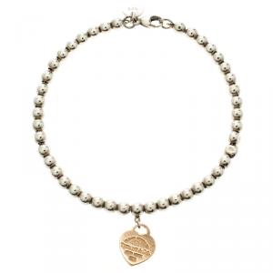 Tiffany & Co. Return To Tiffany Heart Tag Rose Gold & Silver Bead Bracelet 