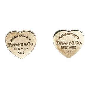 Pre Owned Tiffany & Co Return To Tiffany Silver Heart Stud Earrings