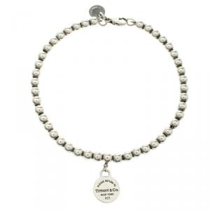 Pre Owned Tiffany & Co. Return to Tiffany Round Tag Silver Bead Bracelet