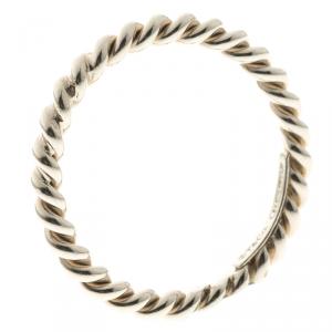 Pre Owned Tiffany & Co. Twist Silver Narrow Band Ring Size 55