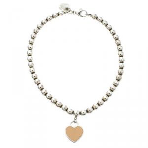Pre Owned Tiffany & Co. Return to Tiffany Heart Tag Enamel Silver Beads Bracelet