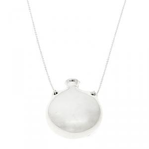 Pre Owned Tiffany & Co. Elsa Peretti Bottle Open Bottle Silver Pendant Necklace