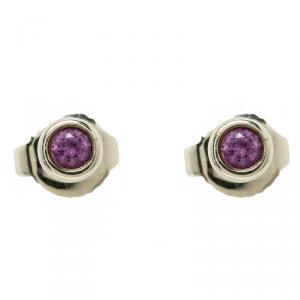 Tiffany & Co. Elsa Peretti Color By The Yard Pink Sapphire Silver Stud Earrings 