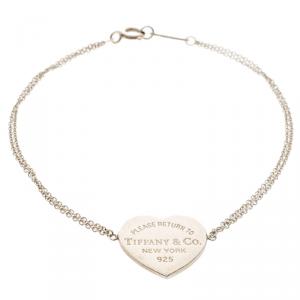 Pre Owned Tiffany & Co. Return To Tiffany Heart Tag Silver Chain Bracelet