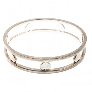 Pre Owned Tiffany & Co. Open Heart Silver Wide Bangle Bracelet
