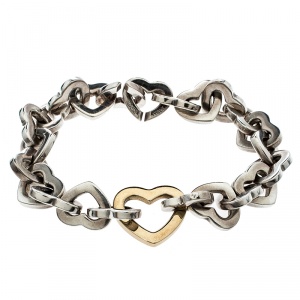 Tiffany & Co. Heart Link 18k yellow gold & Silver Bracelet 17 cm
