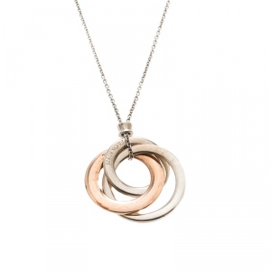 Pre Owned Tiffany & Co. 1837 Interlocking Circles Rubedo & Silver Pendant Necklace