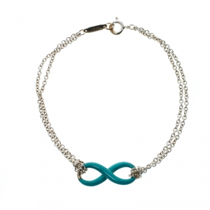 Pre Owned Tiffany & Co. Infinity Blue Enamel Silver Bracelet