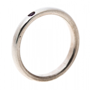 Pre Owned Tiffany & Co. Elsa Peretti Pink Sapphire Silver Band Ring Size 50