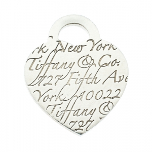 Pre Owned Tiffany & Co. Tiffany Notes Fifth Avenue New York Engraved Heart Silver Pendant Charm 
