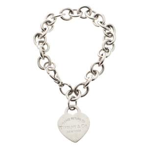 Pre Owned Tiffany & Co. Return to Tiffany Heart Tag Silver Bracelet