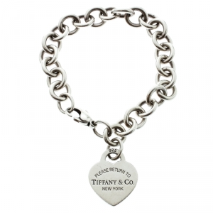 Pre Owned Tiffany & Co. Return to Tiffany Heart Tag Silver Bracelet