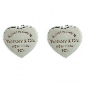Pre Owned Tiffany & Co. Return to Tiffany Silver Mini Heart Tag Stud Earrings